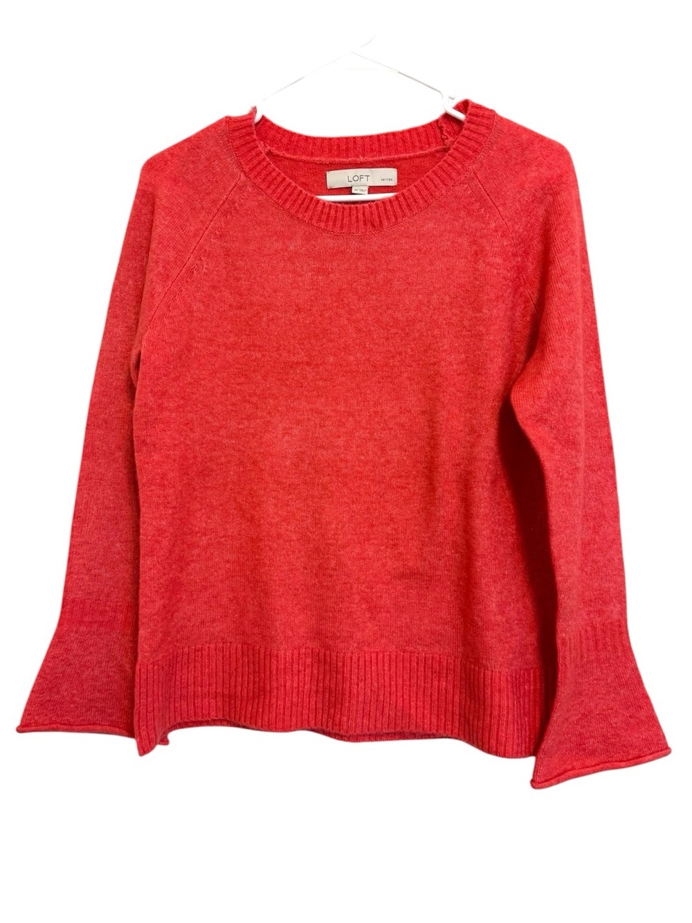 2/$30 LOFT Petite Coral Pink Bell Sleeve Sweater SP Soft Knit Pullover